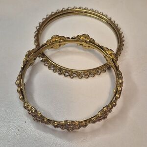 Elegant Gold-Tone Bangle & Rhinestone Bangle - BUNDLE of 2